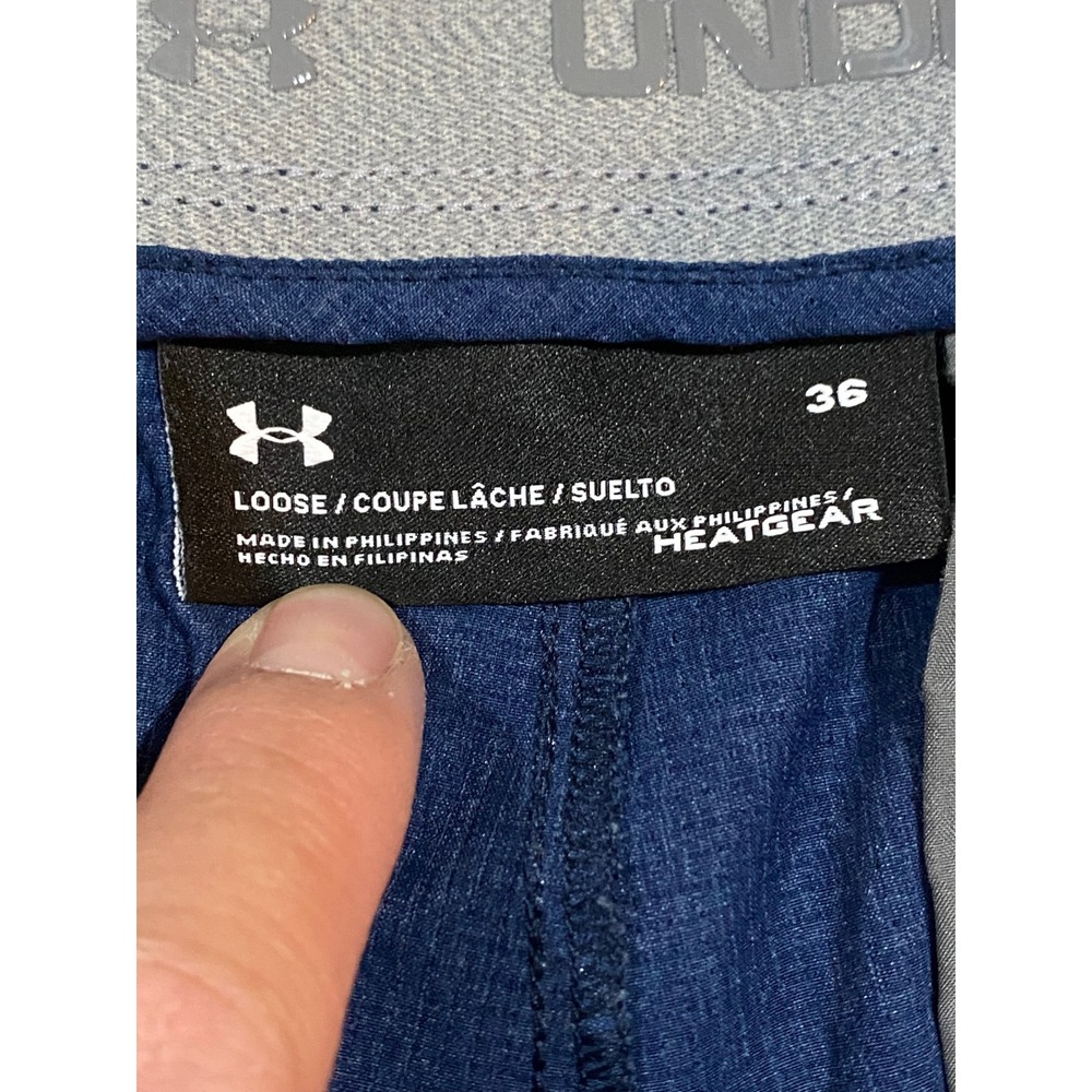 Under Armour HeatGear Mens Golf Shorts Navy Blue Heather Loose Fit Sz 36m Vented - Picture 6 of 8